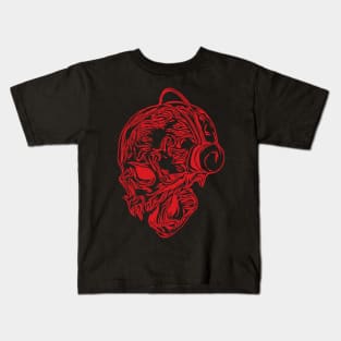 SKULL WITH HEADPHONES Kids T-Shirt